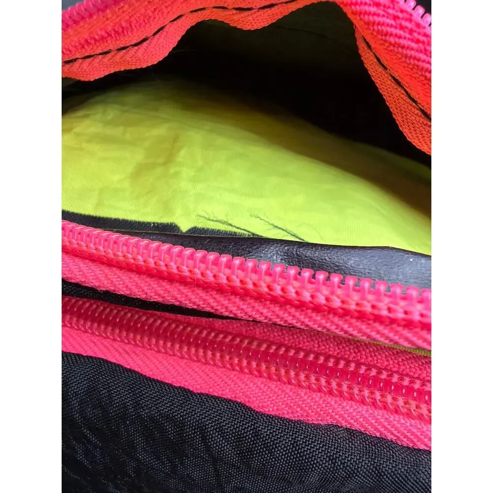 Vintage 80s Bugle Boy Equipment Neon Fanny Pack Waist Bag Colorblock 3 Pocket